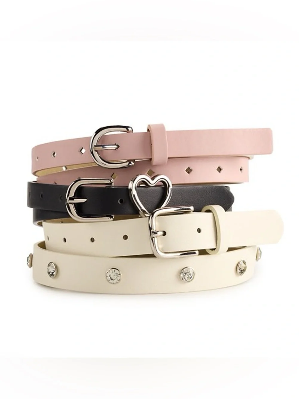 NWT - SET OF 3 Madden Girl Skinny Heart Keeper, Rhnestone Stud, And Diam Perfora